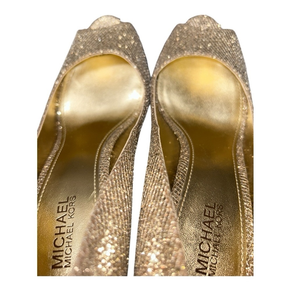 MICHAEL KORS Sparkling Gold Peep-Toe Heels excellent condition size 5 - Picture 13 of 14